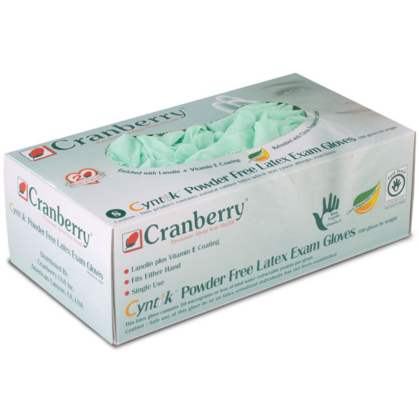 Cranberry 7836 Cyntek Latex Examination Gloves Scented Powder Free Small 100/Box Cranberry 7836 Cyntek Latex Examination Gloves Scented Powder Free Small 100/Box